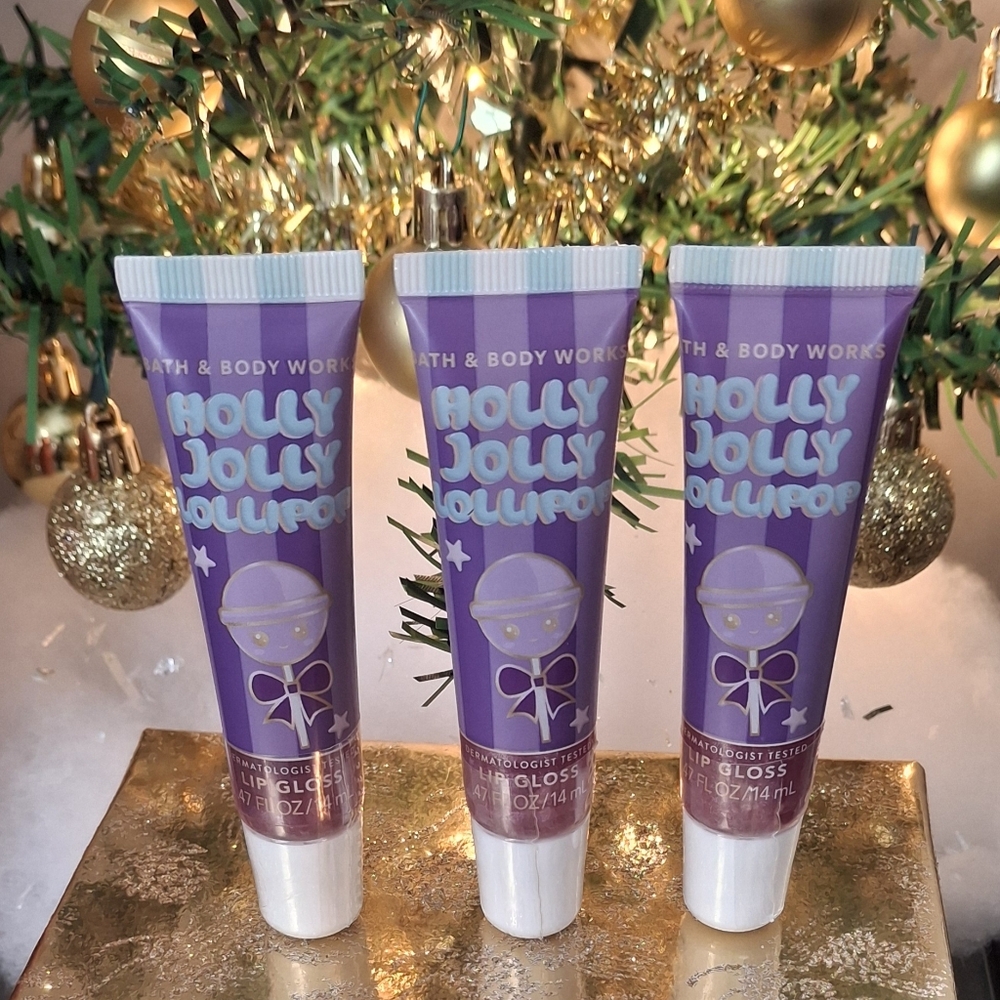 Bath and Body Works Holly Jolly Lollipop Lip Gloss Set Of 3